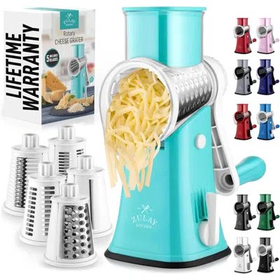 Zulay Kitchen 5 Blade Rotary Cheese Grater With Reinforced Suction In Blue