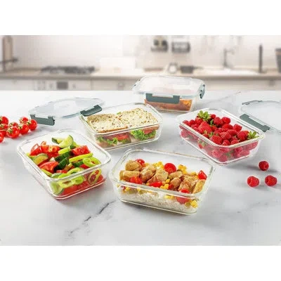 Zulay Kitchen 5 Pack Leak-proof Glass Food Storage Containers - 36 oz Thick Airtight Glass Storage Containers With In Clear
