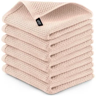 Zulay Kitchen 6 Pack Waffle Weave Reusable Cotton Kitchen Towels - Beige