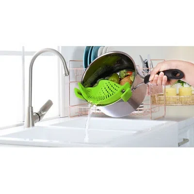 Zulay Kitchen Adjustable Silicone Pot Strainer For Most Pots & Pans In Green