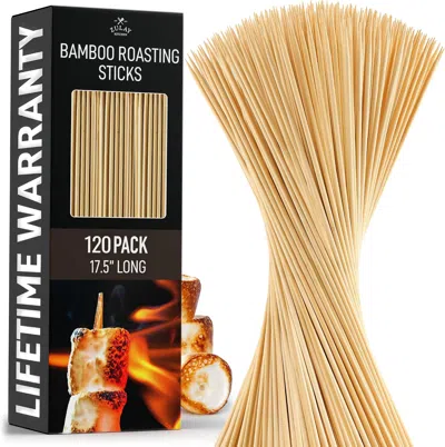 Zulay Kitchen Authentic Bamboo Marshmallow Smores Sticks - 120 Extra Long 17.5" Roasting Skewers In Brown