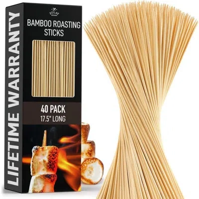 Zulay Kitchen Bamboo Marshmallow Roasting Sticks 17.5 Inch - 40 Pack In Multi