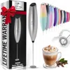 ZULAY KITCHEN BLACK EXECUTIVE SERIES ULTRA PREMIUM GIFT MILK FROTHER FOR COFFEE WITH IMPROVED STAND