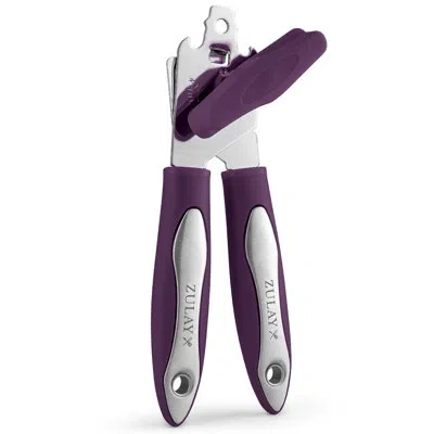 Zulay Kitchen Can Opener Durable Manual Can Opener Smooth Edge Cut Stainless Steel In Plum
