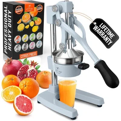 Zulay Kitchen Cast Iron Juicer - Heavy Duty Manual Juicer With Detachable Strainers For Easy Cleaning, Orange Juic In Gray