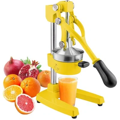 Zulay Kitchen Cast-iron Orange Juice Squeezer - Heavy-duty, Easy-to-clean, Professional Citrus Juicer - Durable St In Yellow