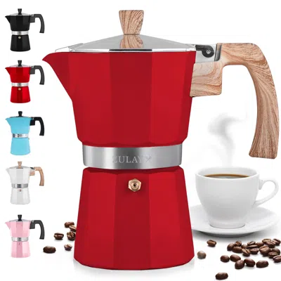 Zulay Kitchen Classic Italian Style 3 Espresso Cup Moka Pot In Red