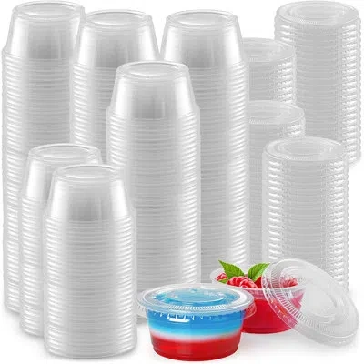 Zulay Kitchen Clear Jello Shot Cups With Lids (2 Ounce, 200 Cups)