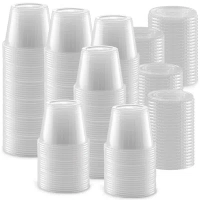 Zulay Kitchen Clear Jello Shot Cups With Lids (4 Ounce, 200 Cups)