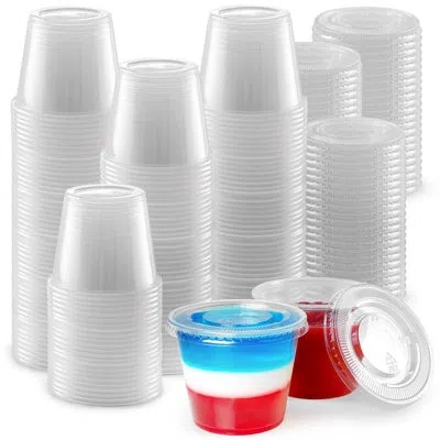 Zulay Kitchen Clear Jello Shot Cups With Lids (5.5 Ounce, 100 Cups)