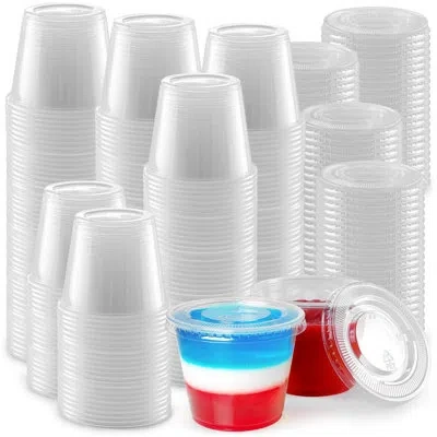 Zulay Kitchen Clear Jello Shot Cups With Lids (5.5 Ounce, 200 Cups)