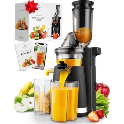 Zulay Kitchen Cold Press Masticating Juicer Extractor - Slow Press Electric Juicer For Fruits And Vegetables In Black
