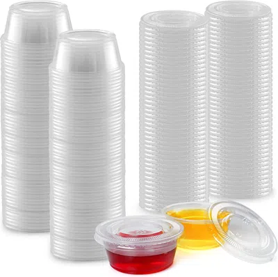 Zulay Kitchen Disposable Condiment Cups With Lids (3.25 Ounce, 50 Cups) In Gray