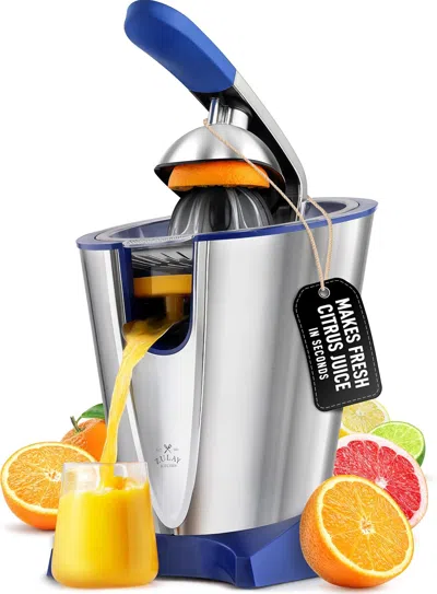 Zulay Kitchen Electric Citrus Juicer - Stainless Steel, 160w Powerful & Quiet, Interchangeable Cones In Silver