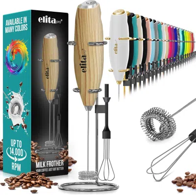Zulay Kitchen Elitapro Ultra High Speed 2-in-1 Milk Frother - Double Whisk Foam Maker With Detachable Egg Beater In Brown