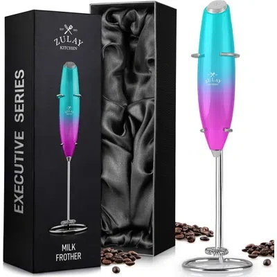 Zulay Kitchen Executive Series Milk Frother Wand - Upgraded & Improved Stand - Ideal Coffee Gift - Coffee Frother  In Pink