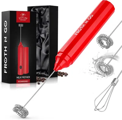 Zulay Kitchen Frothmate Powerful Milk Frother For Coffee In Red
