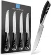 ZULAY KITCHEN FULL TANG STAINLESS STEEL SERRATED STEAK KNIFE WITH COMFORTABLE NON-SLIP HANDLE (SET OF 4 )