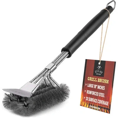 Zulay Kitchen Grill Brush And Scraper Stainless Steel Bristles For All Grill Types 18" Bbq Brush In Stainless Steel;gloss