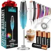 Zulay Kitchen Handheld Milk Frother With 4 Duracell Batteries And Stand Included In Blue