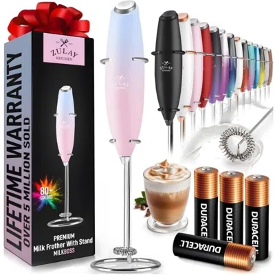 Zulay Kitchen Handheld Milk Frother With 4 Duracell Batteries And Stand Included In Multi