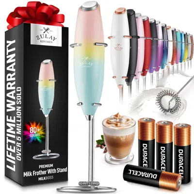 Zulay Kitchen Handheld Milk Frother With 4 Duracell Batteries And Stand Included In Multi