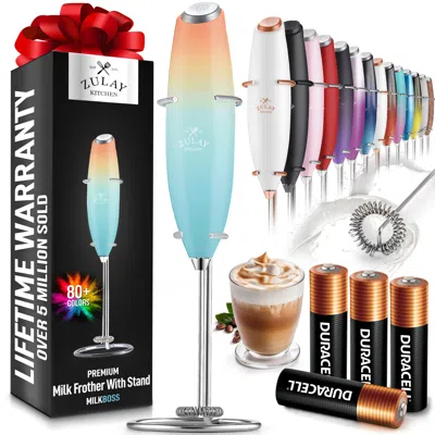 Zulay Kitchen Handheld Milk Frother With 4 Duracell Batteries And Stand Included In Pink
