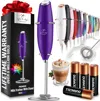 Zulay Kitchen Handheld Milk Frother With 4 Duracell Batteries And Stand Included In Purple