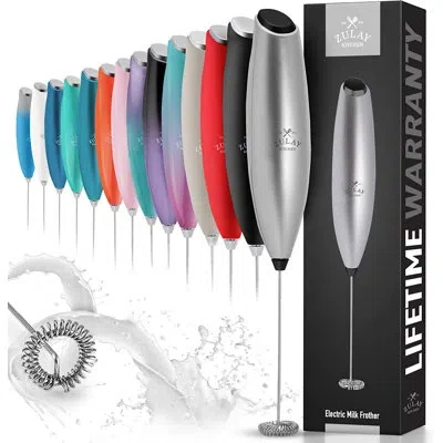 Zulay Kitchen Handheld Titanium Motor Milk Frother (without Stand) In Black,silver