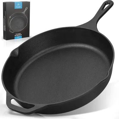 Zulay Kitchen Heavy Duty Cast Iron Skillet For Indoor And Outdoor In Black
