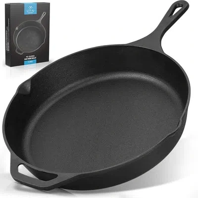 Zulay Kitchen Heavy Duty Cast Iron Skillet - Grill Stovetop Induction Oven & Campfire Safe In Black