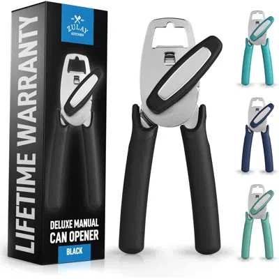 Zulay Kitchen Heavy Duty Stainless Steel Can Opener Manual With Large Bottle Opener - Manual Can Opener With Turn  In Multi