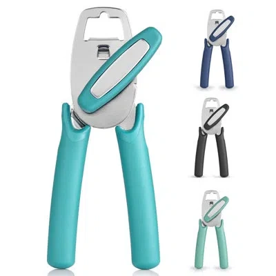 Zulay Kitchen Heavy-duty Manual Can Opener With Soft Grip Handles & Built-in Bottle Opener In Blue