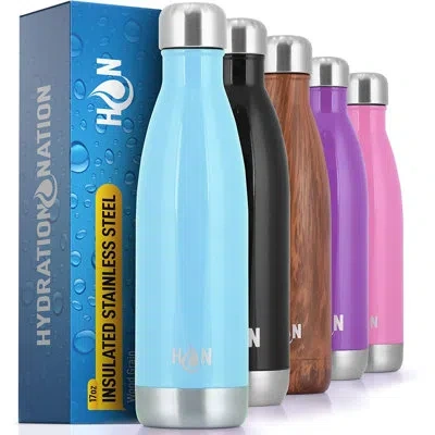 Zulay Kitchen Hydration Nation Stainless Steel Water Bottle Double Wall Insulated In Midnight Black