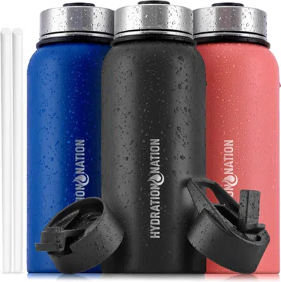 Zulay Kitchen Hydration Nation Thermo Insulated Water Bottle 32oz In Black