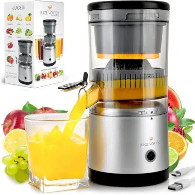 Zulay Kitchen Juice Vortex Portable Juicer Squeezer For Fruits And Vegetables - Wireless Usb Rechargeable Small Ci In Black,silver