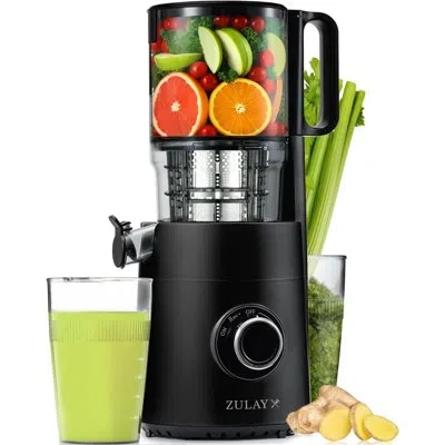 Zulay Kitchen Kitchen Cold Press Juicer 5" Wide Chute, 50 Rpm Slow Masticating Juicer For Less Oxidation Patented  In Black