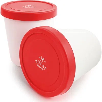 Zulay Kitchen Large Ice Cream Containers For Homemade Ice Cream In Red