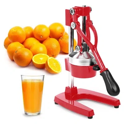 Zulay Kitchen Large Manual Fruit Juicer Press - Heavy Duty Commercial Citrus Juicer In Red