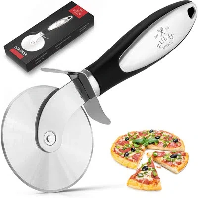Zulay Kitchen Large Pizza Cutter Wheel Stainless Steel Pizza Slicer Non-slip Handle Black