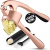 Zulay Kitchen Large Premium Garlic Press Set - Bigger Bowl For Bigger Garlic In Gold