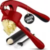 Zulay Kitchen Large Premium Garlic Press Set - Bigger Bowl For Bigger Garlic In Red