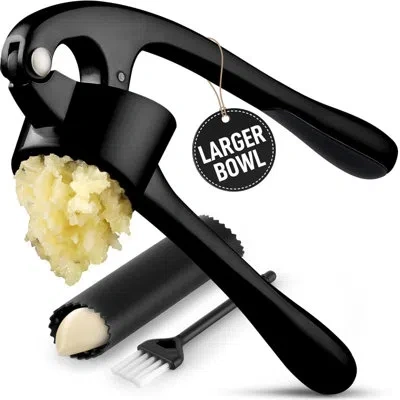 Zulay Kitchen Large Premium Garlic Press Set - Bigger Bowl For Bigger Garlic