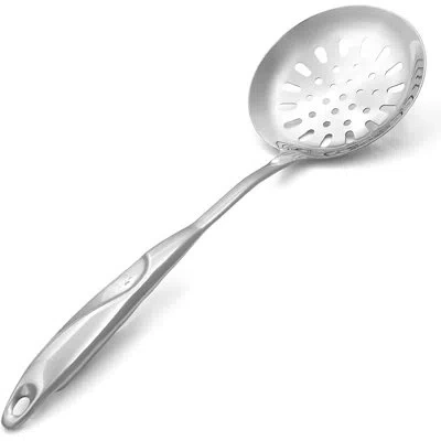 Zulay Kitchen Large Stainless Steel Slotted Skimmer Spoon - 14.5 Inches In Silver