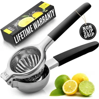Zulay Kitchen Lemon Squeezer Stainless Steel With Premium Heavy Duty Solid Metal Squeezer Bowl And Food Grade Sili In Black