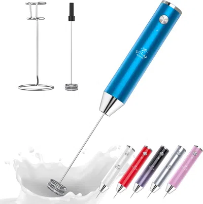 Zulay Kitchen Lux Rechargeable Milk Frother Handheld - Powerful 2-speed Motor, Fully Waterproof In Blue