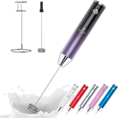 Zulay Kitchen Lux Rechargeable Milk Frother Handheld - Powerful 2-speed Motor, Fully Waterproof In Purple