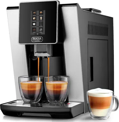 Zulay Kitchen Magia Ampro Automatic Espresso Machine With Grinder And Milk Frother In Black