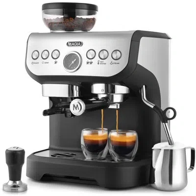 Zulay Kitchen Magia Manual Espresso Machine With Grinder And Milk Frother - Latte Cappuccino Machine By Zulay Kitc In Multi