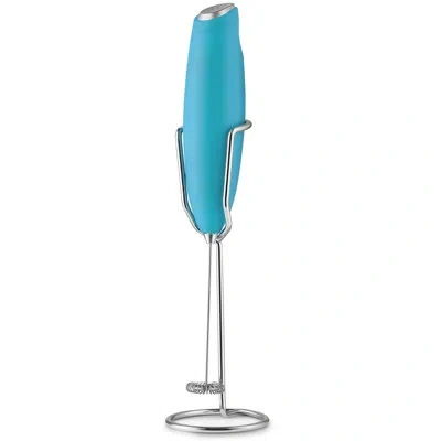 Zulay Kitchen Milk Boss Double Whisk Milk Frother For Coffee With Upgraded Holster Stand - Coffee Frother Handheld In Teal